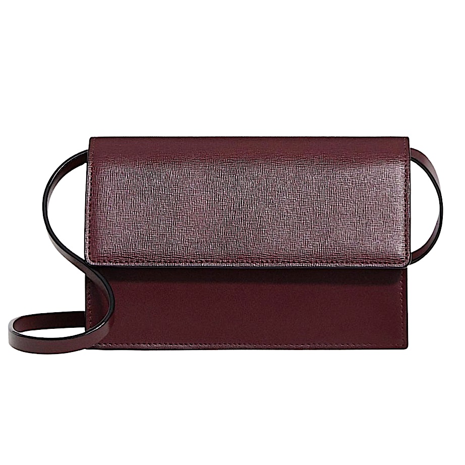 Theory Burgundy Shoulder Box Bag Leather Garnet Purse